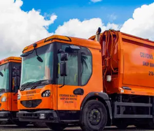 Commercial front-load skip at a business site