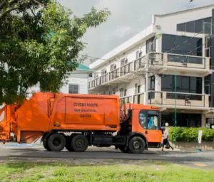 Wheelie bin serviced at a single-family home